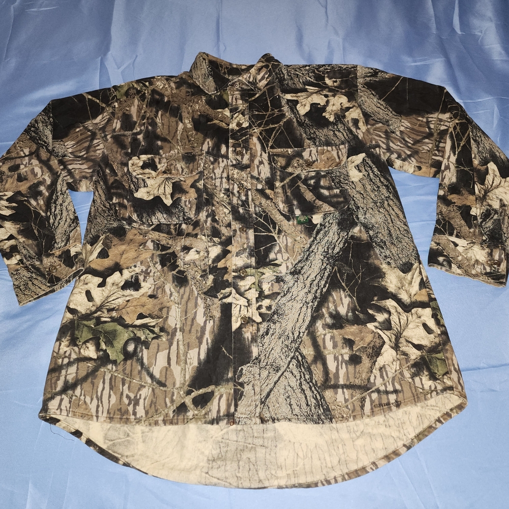 VINTAGE MOSSY OAK BREAKUP CAMOUFLAGE SHIRT BROWN SIZE LARGE IS USED